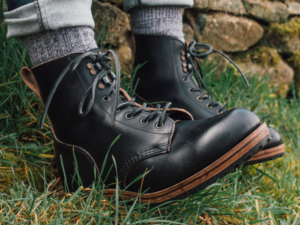 Buxton Brass Wire Construction Boot Horween Chromexcel Black