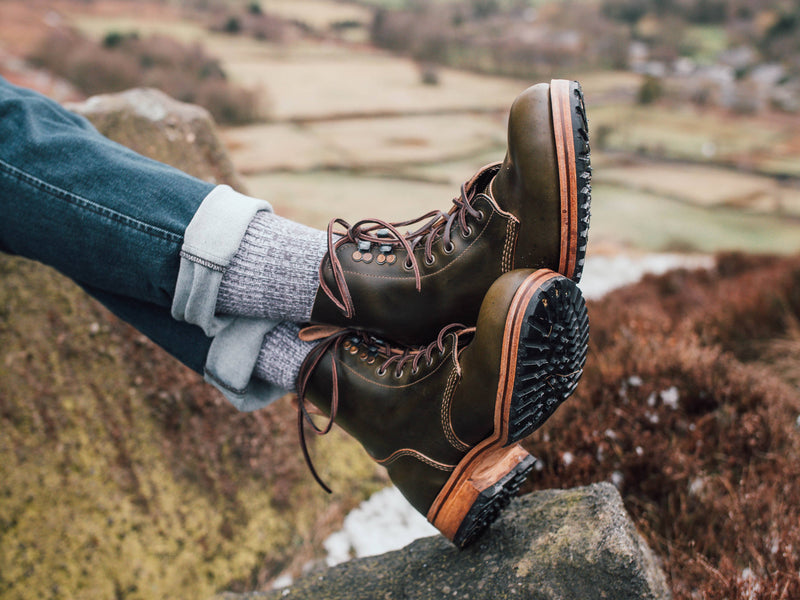 Buxton Brass Wire Construction Boot Horween Chromexcel Forest Green