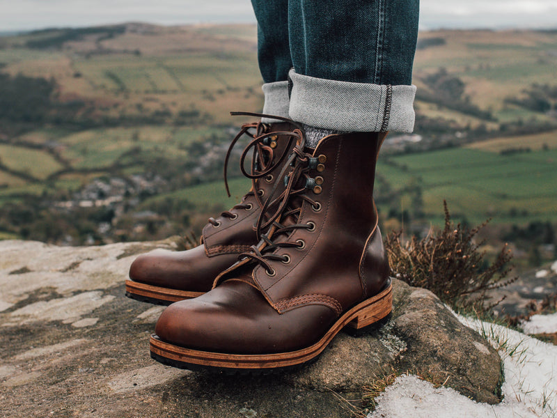 Buxton Brass Wire Construction Boot Horween Chromexcel Dark Brown