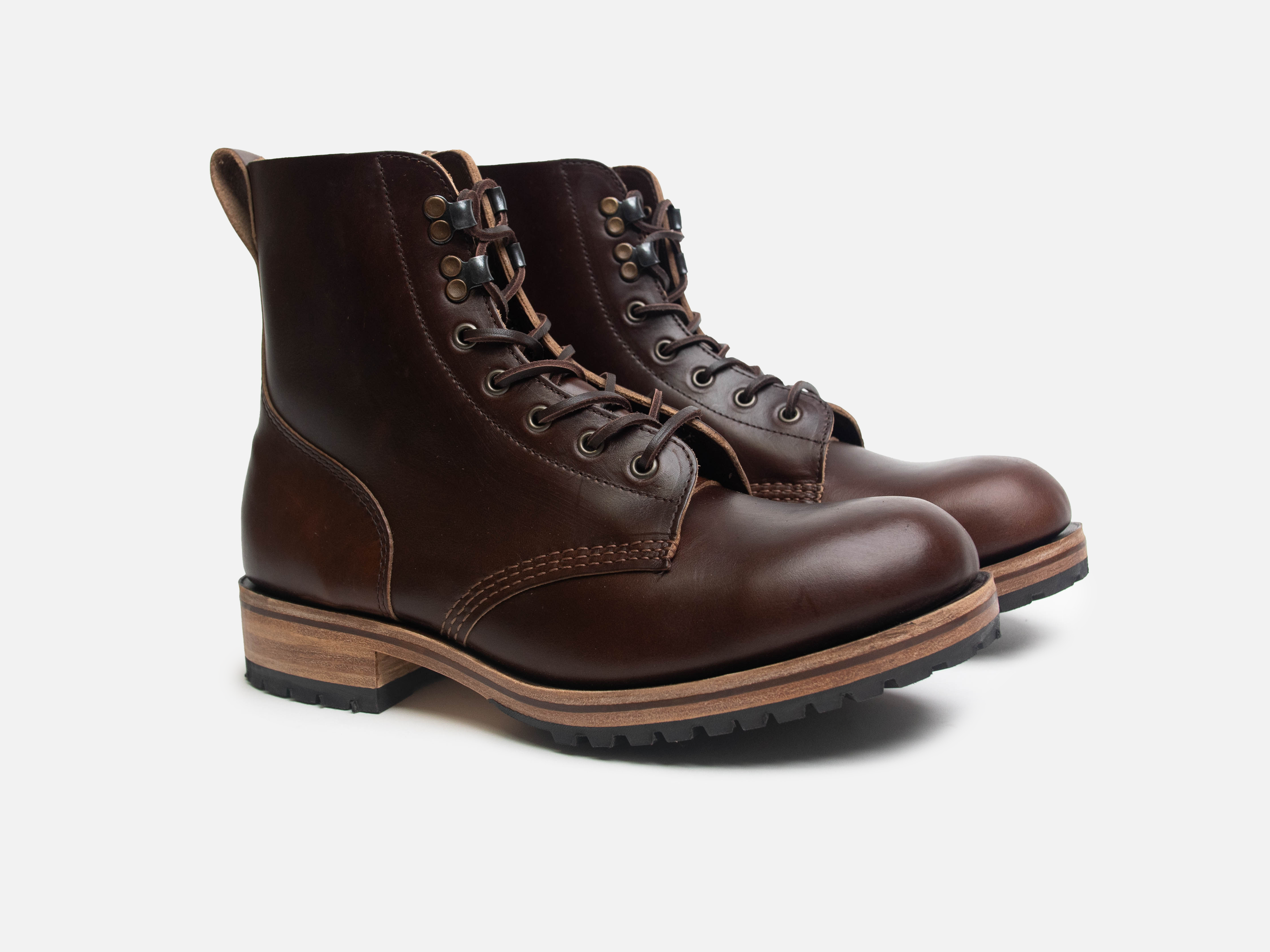 Buxton Brass Wire Construction Boot Horween Chromexcel Dark Brown