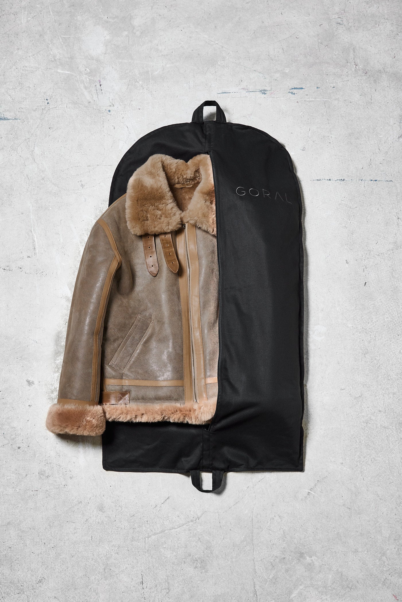 Rose Anvil X GORAL Shearling Aviator Jacket Horween Chromexcel Natural