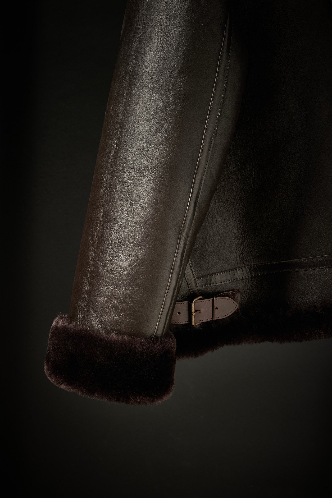 Rose Anvil X GORAL Shearling Aviator Jacket Horween Chromexcel Leather Dark Brown