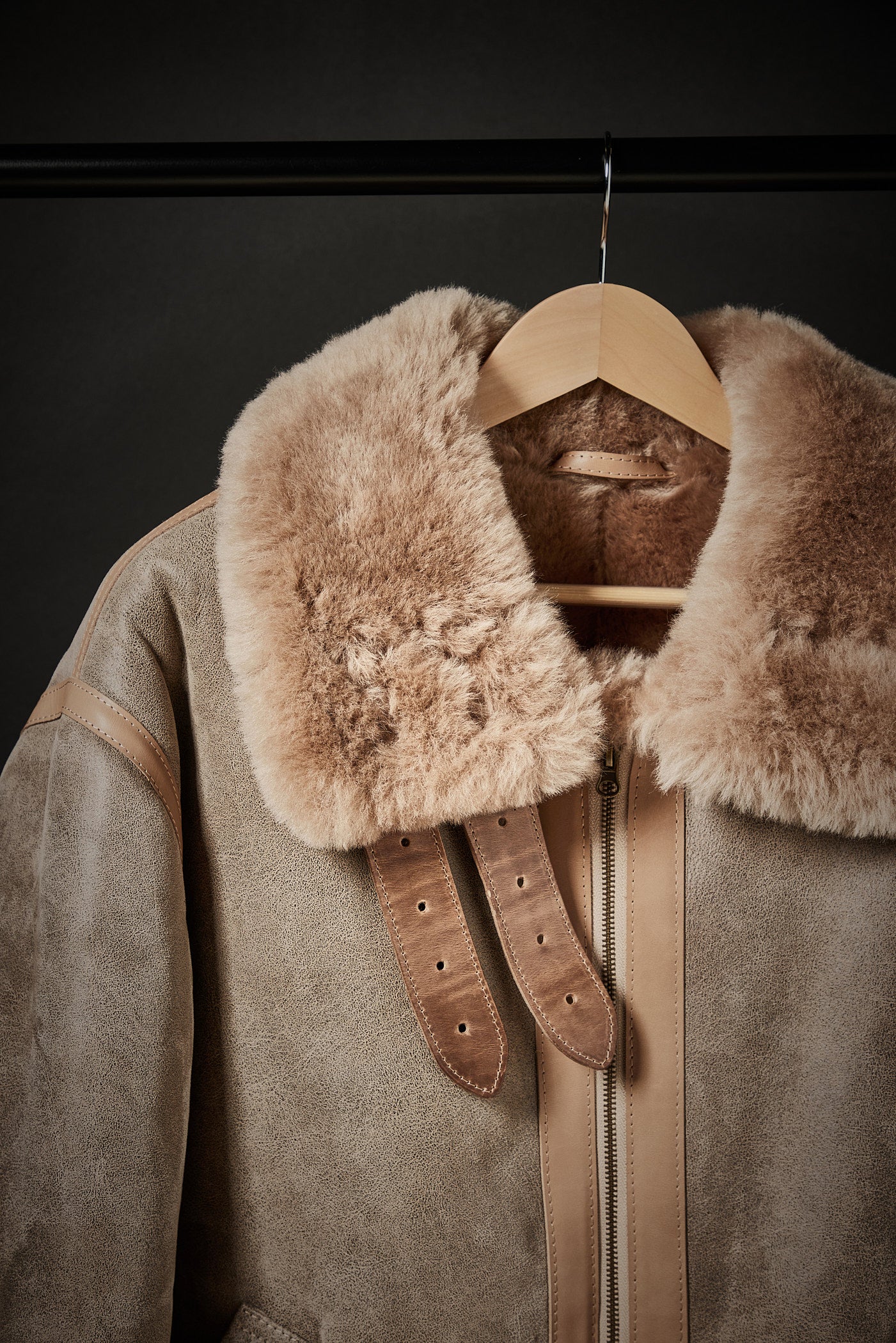 Rose Anvil X GORAL Shearling Aviator Jacket Horween Chromexcel Leather