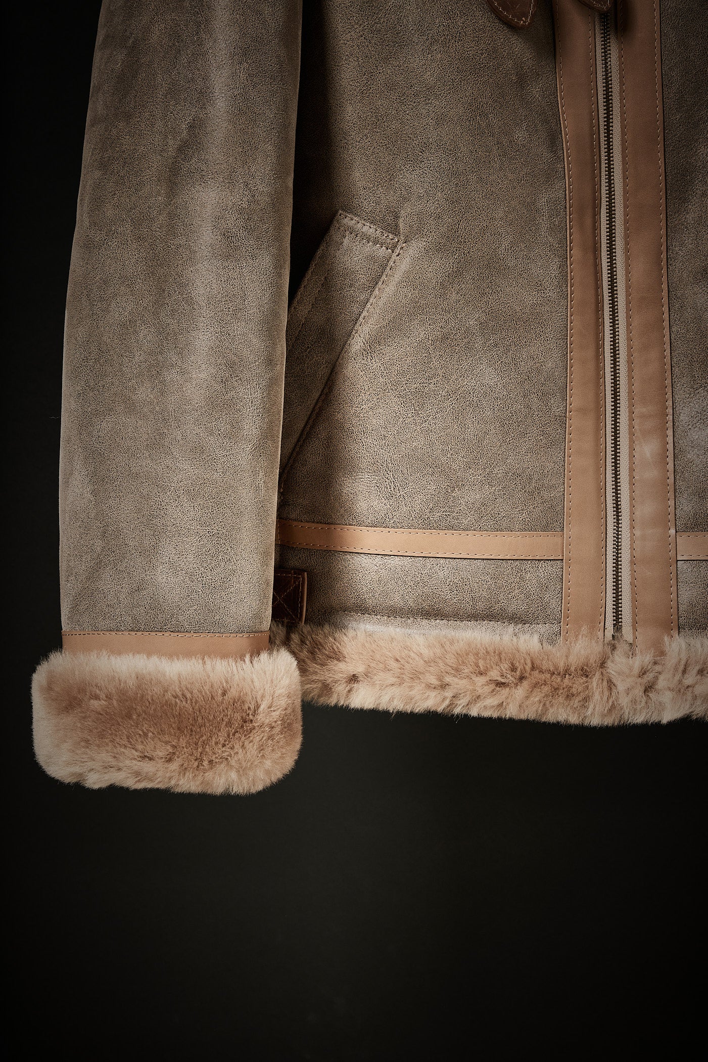 Rose Anvil X GORAL Shearling Aviator Jacket Horween Chromexcel Natural