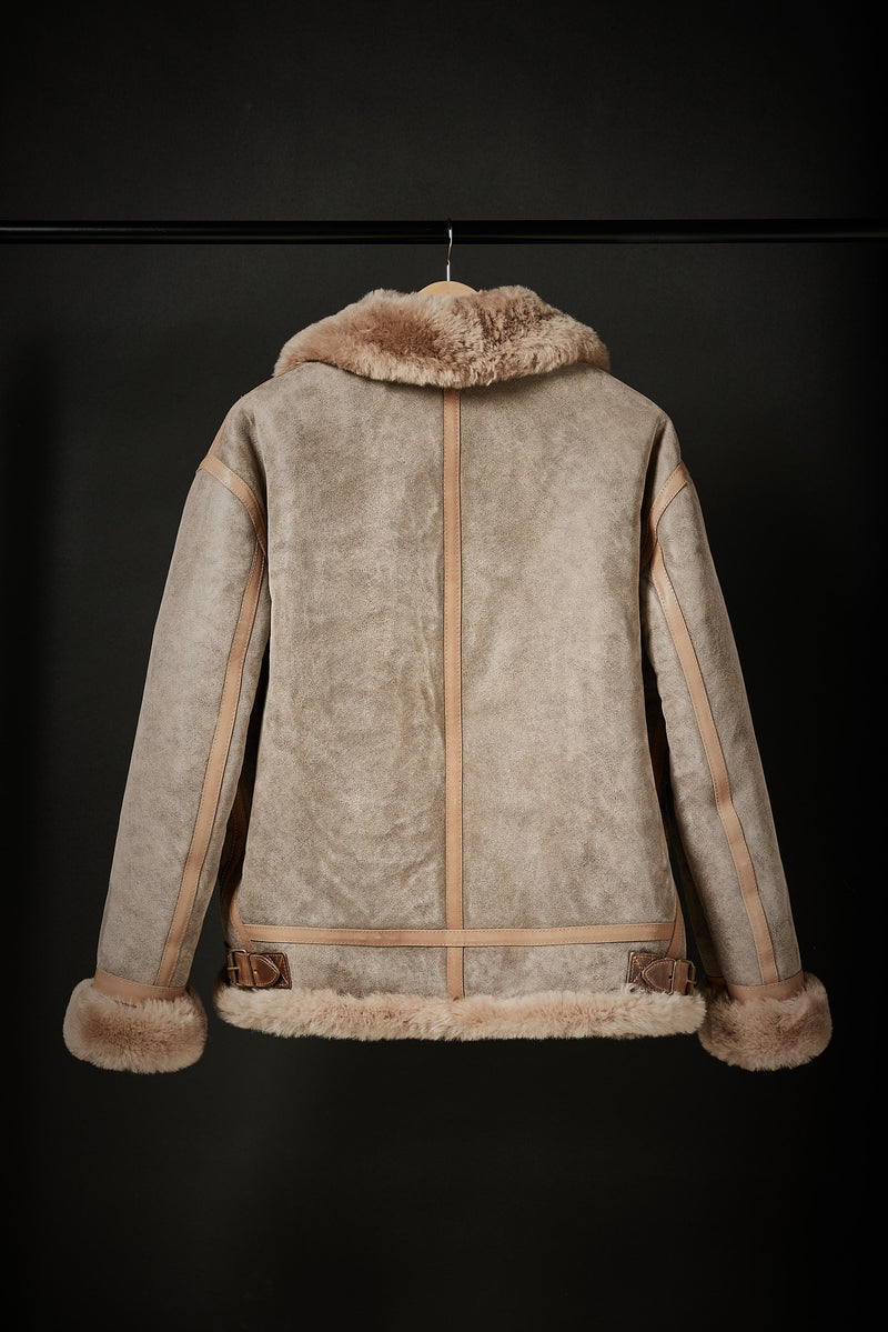 Rose Anvil X GORAL Shearling Aviator Jacket Horween Chromexcel Natural