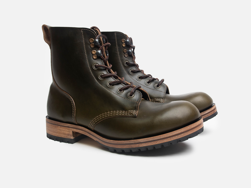 Buxton Brass Wire Construction Boot Horween Chromexcel Forest Green