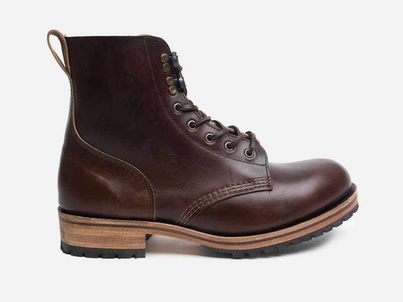 Buxton Brass Wire Construction Boot Horween Chromexcel Dark Brown