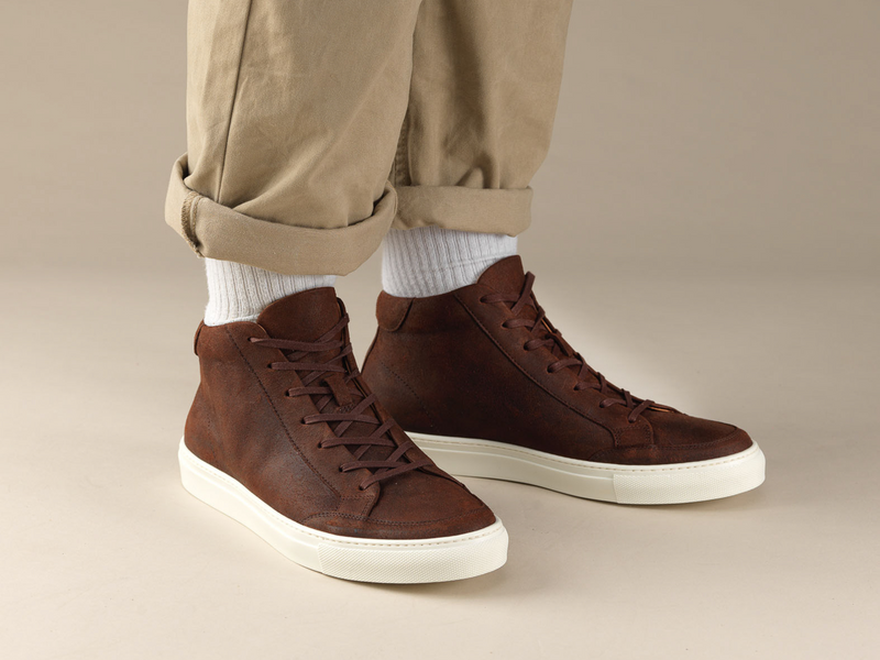 The Stanley High Top Sneaker - Wild Elk Polo Brown Leather